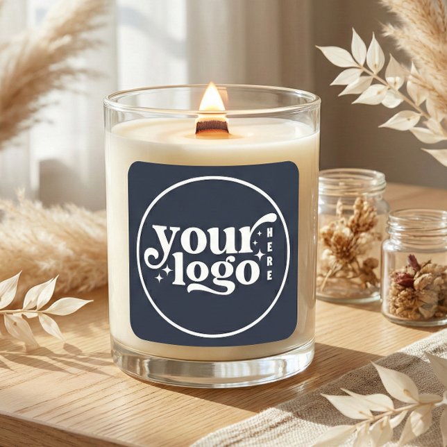 Custom Company Business Your Logo Here Navy  Square Sticker (Custom Company Business Your Logo Here Navy Square Sticker)