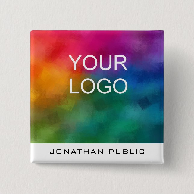 Custom Company Corporate Business Logo Text Button (Front)