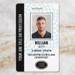 Custom Company Employee ID Photo Badge<br><div class="desc">Fully customizable employee ID badge with a geometric background pattern. Personalize with your ID photo, employee number, job title, company name, logo and issue/expiration date. On the back you can add your barcode/QR code and additional information. This stylish template is ideal for various workplaces and professions such as private security...</div>