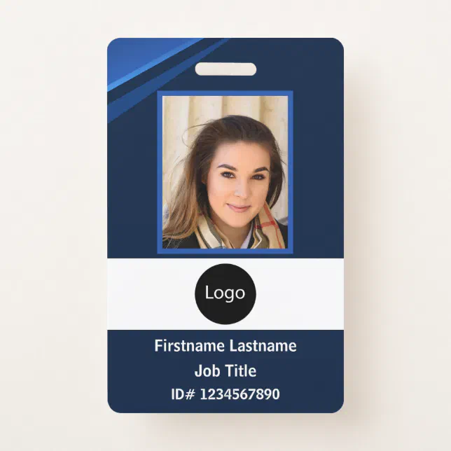 custom company employee id, Photo Logo Bar Code Badge | Zazzle