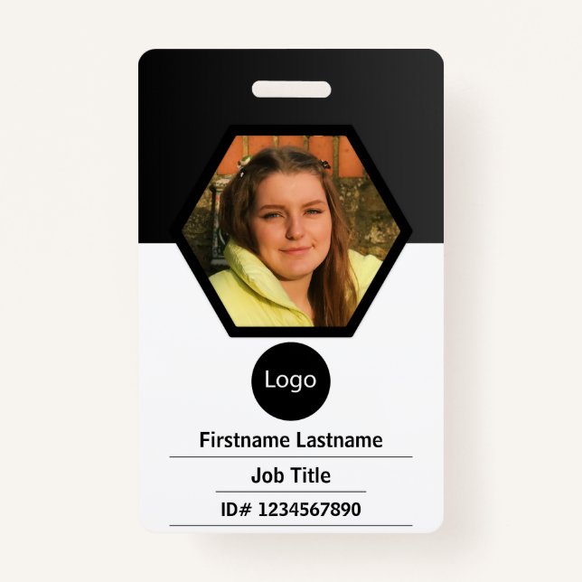 custom company employee id, Photo Logo Bar Code Badge (Front)