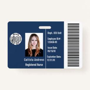 Custom Company Employee Photo Name Barcode Logo ID Badge