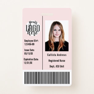 Custom Company Employee Photo Name Barcode Logo ID Badge