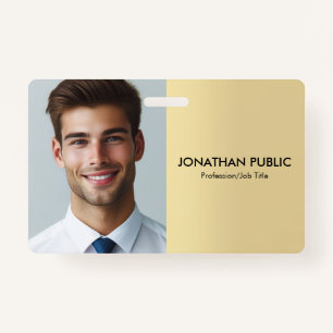 Custom Company Employee Photo Template Faux Gold Badge