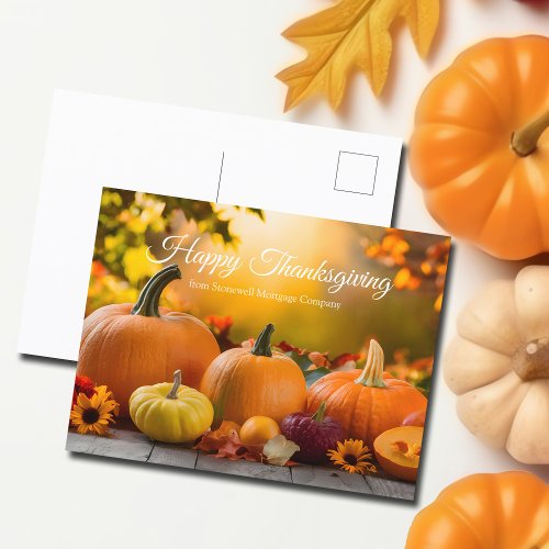 Custom Company Happy Thanksgiving Fall Pumpkin Holiday Postcard