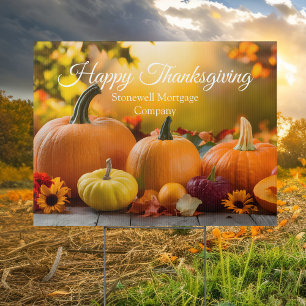 Custom Company Happy Thanksgiving Pumpkin Yard Sign