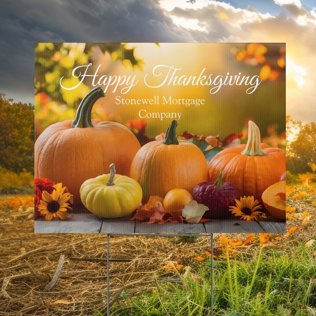 Custom Company Happy Thanksgiving Pumpkin Yard Sign (Creator Uploaded)