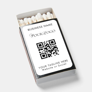 Custom Company Horizontal Logo QR Code Text Simple Matchboxes