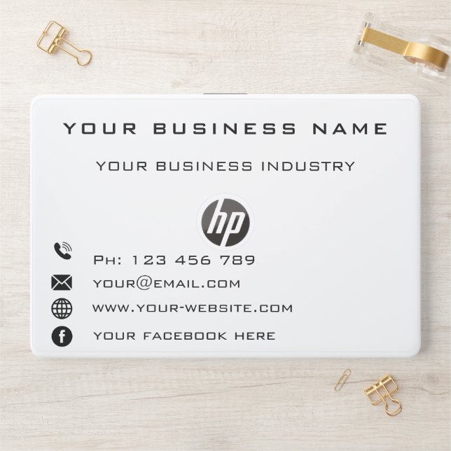 Custom Company Info Business Laptop Skin Example (Desk)