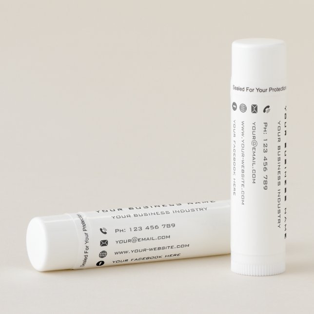 Custom Company Info Promotional Business Lip Balm (Front)