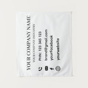 Custom Company Info Text Wall Branding Design Tapestry