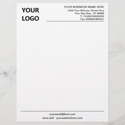 Custom Company Letterhead Your Logo Text Info