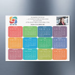 Custom Company Logo 2026 Business Calendar Magnet<br><div class="desc">This colorful, fun business magnetic calendar is custom made with your professional company name under the the agent name above the fun colors for each month. This cute, modern calendar magnet features your logo on one side and personalized photo on the other. Contemporary marketing tools for a corporation in 2026....</div>
