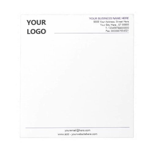 Custom Company Logo Addres Info Business Notepad