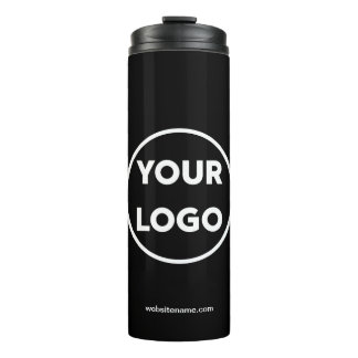 Custom Company Logo and Business Website Black Thermal Tumbler