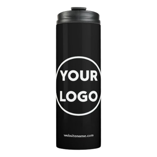 Custom Company Logo and Business Website Black Thermal Tumbler