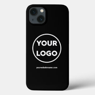 Custom Company Logo and Business Website on Black iPhone 13 Case