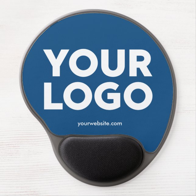 Custom Company Logo and Business Website on Blue Gel Mouse Pad (Front)