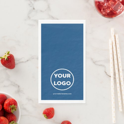 Custom Company Logo and Business Website on Blue Paper Guest Towels