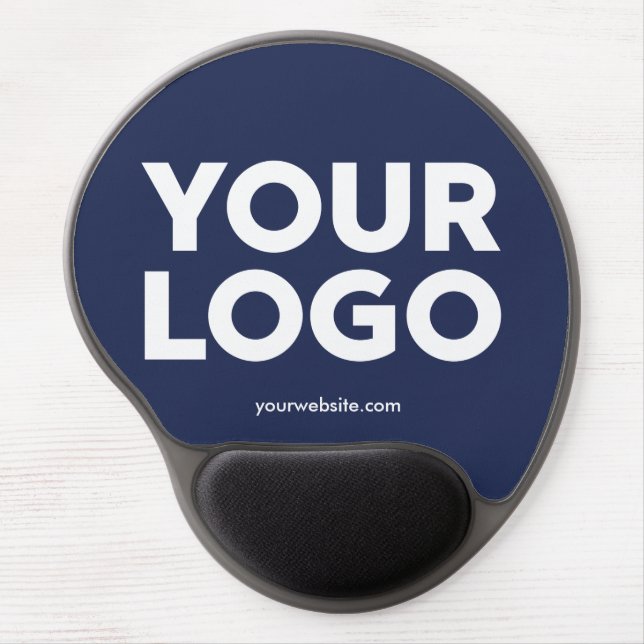 Custom Company Logo and Business Website on Navy Gel Mouse Pad (Front)