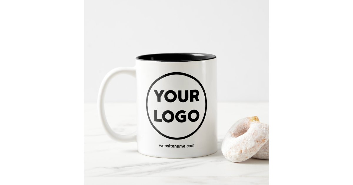 Custom Company Logo and Business Website Two-Tone Coffee Mug | Zazzle