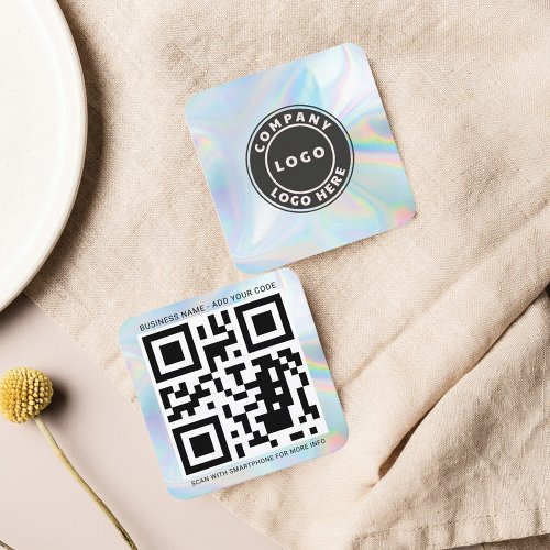 Custom Company Logo and QR Code Holographic Square Business Card