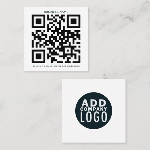 Custom Company Logo and QR Code Square Business Card