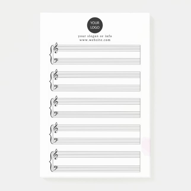 Custom Company Logo And Slogan Blank Sheet Music  Post-it Notes (Front)