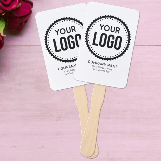 Custom Company Logo And Slogan With Promotional Hand Fan | Zazzle