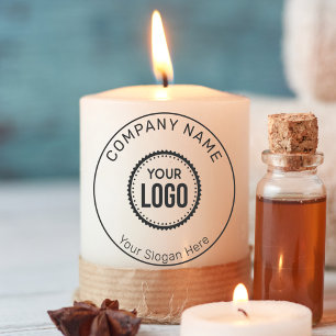 Custom Company Logo And Slogan With Promotional Pillar Candle
