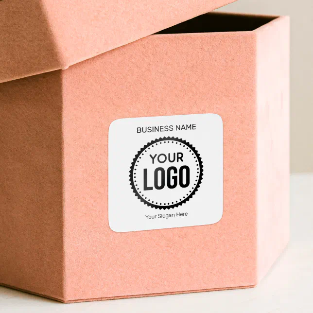 Custom Company Logo And Slogan With Promotional Square Sticker | Zazzle