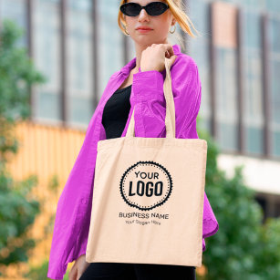 Business Name and Logo on Black Tote Bag