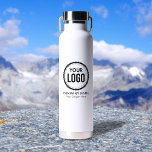 Custom Company Logo And Slogan With Promotional Water Bottle<br><div class="desc">Personalize a water bottle with this simple and minimalist template,  and promote your Company or Business to Increase leads and generate more sales. Add your details,  All text style,  colors,  sizes can be modified to fit your needs. If you need help or matching items,  please contact me</div>