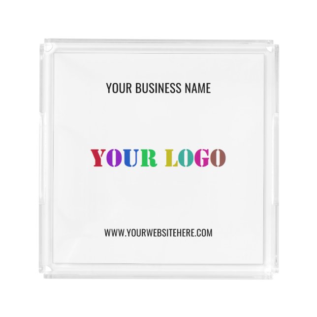 Custom Company Logo and Text Acrylic Serving Tray (Front)