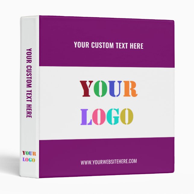 Custom Company Logo and Text Binder Your Colors (Front/Spine)