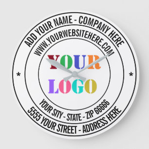 Custom Company Logo and Text Branded Clock