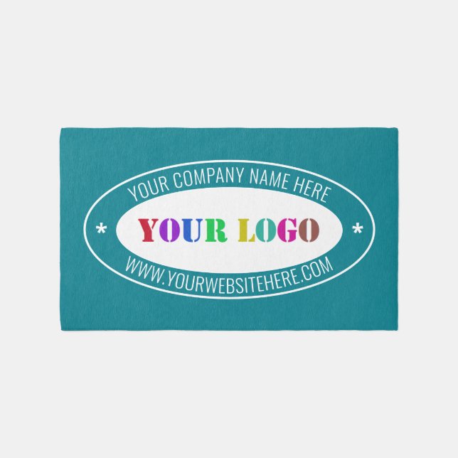 Custom Company Logo and Text Branded Rug Example (Front)