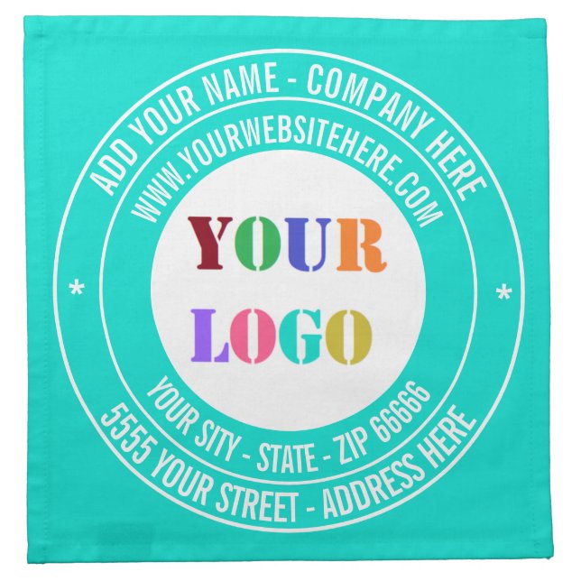 Custom Company Logo and Text Business Cloth Napkin (Front)