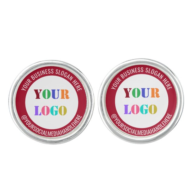 Custom Company Logo and Text Business Cufflinks (Front)