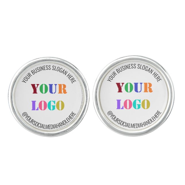 Custom Company Logo and Text Business Cufflinks (Front)