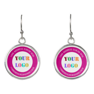 Custom Company Logo and Text Business Earrings