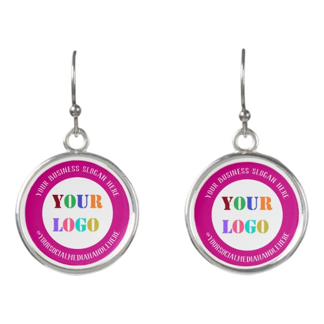 Custom Company Logo and Text Business Earrings (Front)