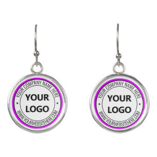 Custom Company Logo and Text Business Earrings