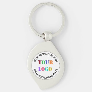 Custom Company Logo And Text Business Keychain by Migned at Zazzle
