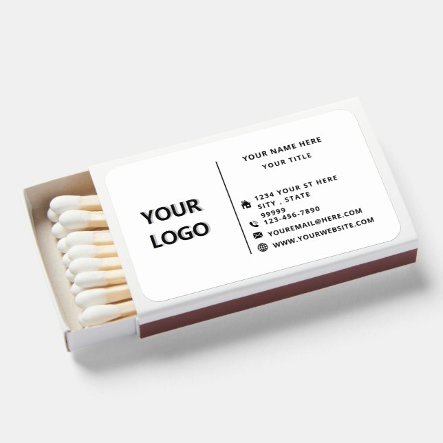 Custom Company Logo and Text Business Matchboxes (Front Open)
