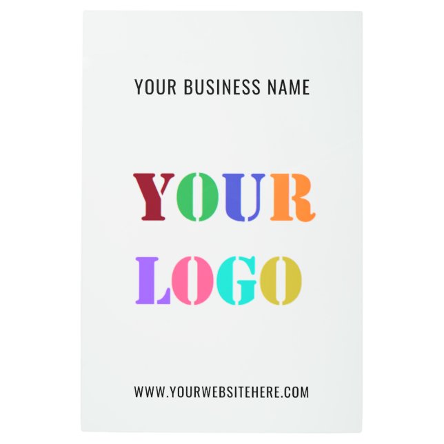 Custom Company Logo and Text Business Metal Print (Front)