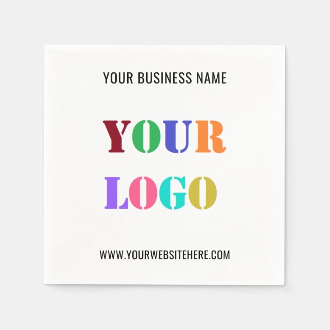 Custom Company Logo and Text Business Napkins (Front)