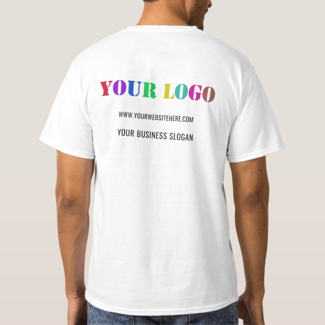 Custom Company Logo and Text Business T-Shirt (Back)
