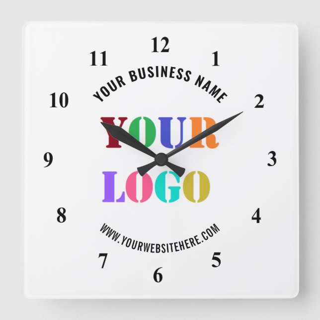 Custom Company Logo and Text Business Wall Clock (Front)