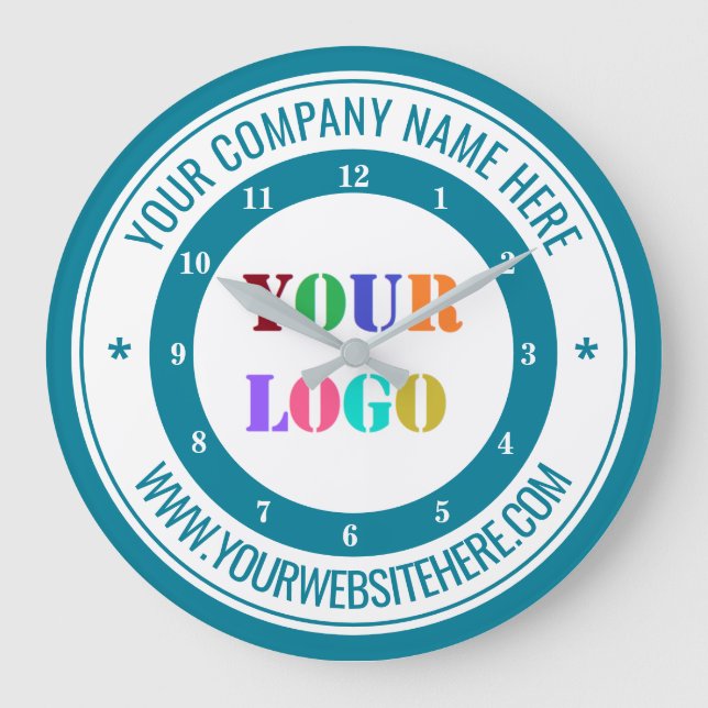 Custom Company Logo and Text Clock - Choose Color (Front)